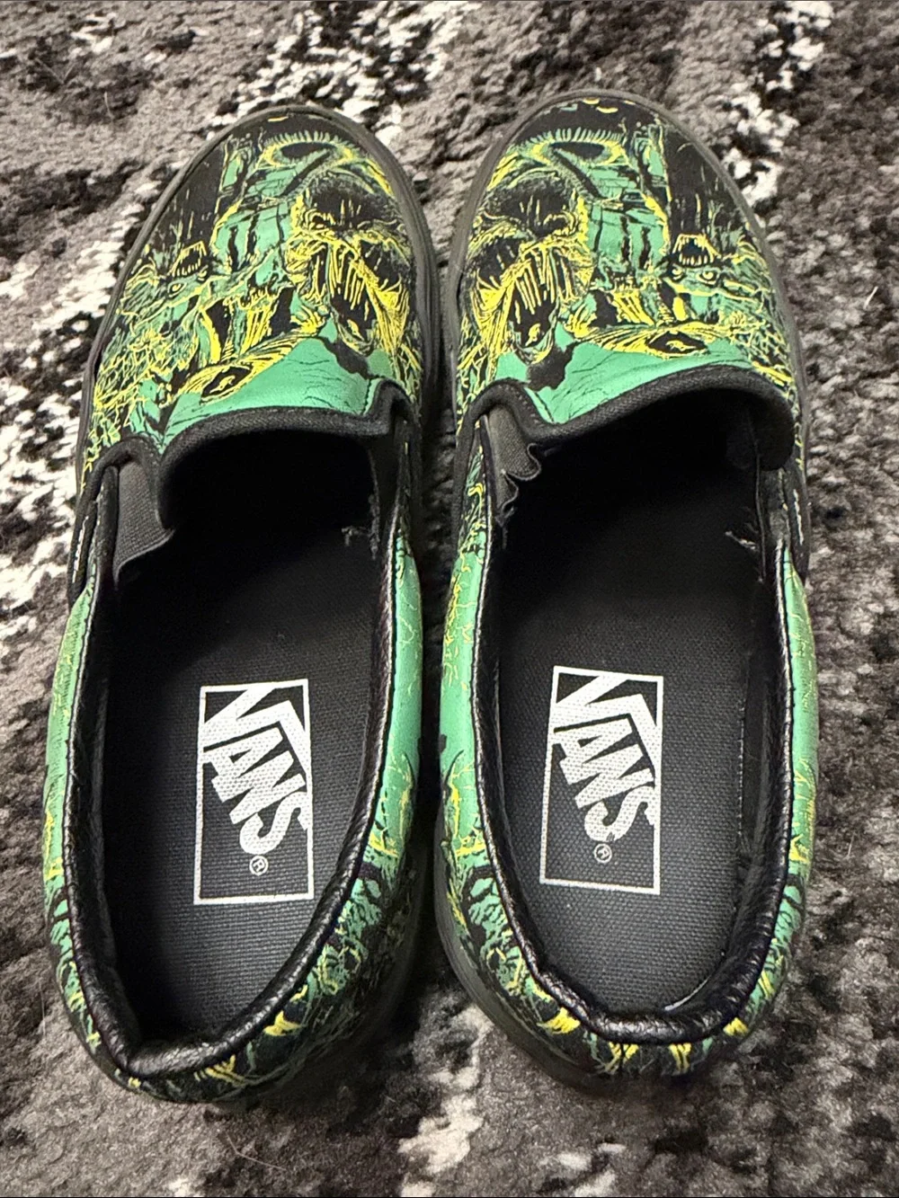 Vans Green and Yellow Graphic Slip-On Loafers